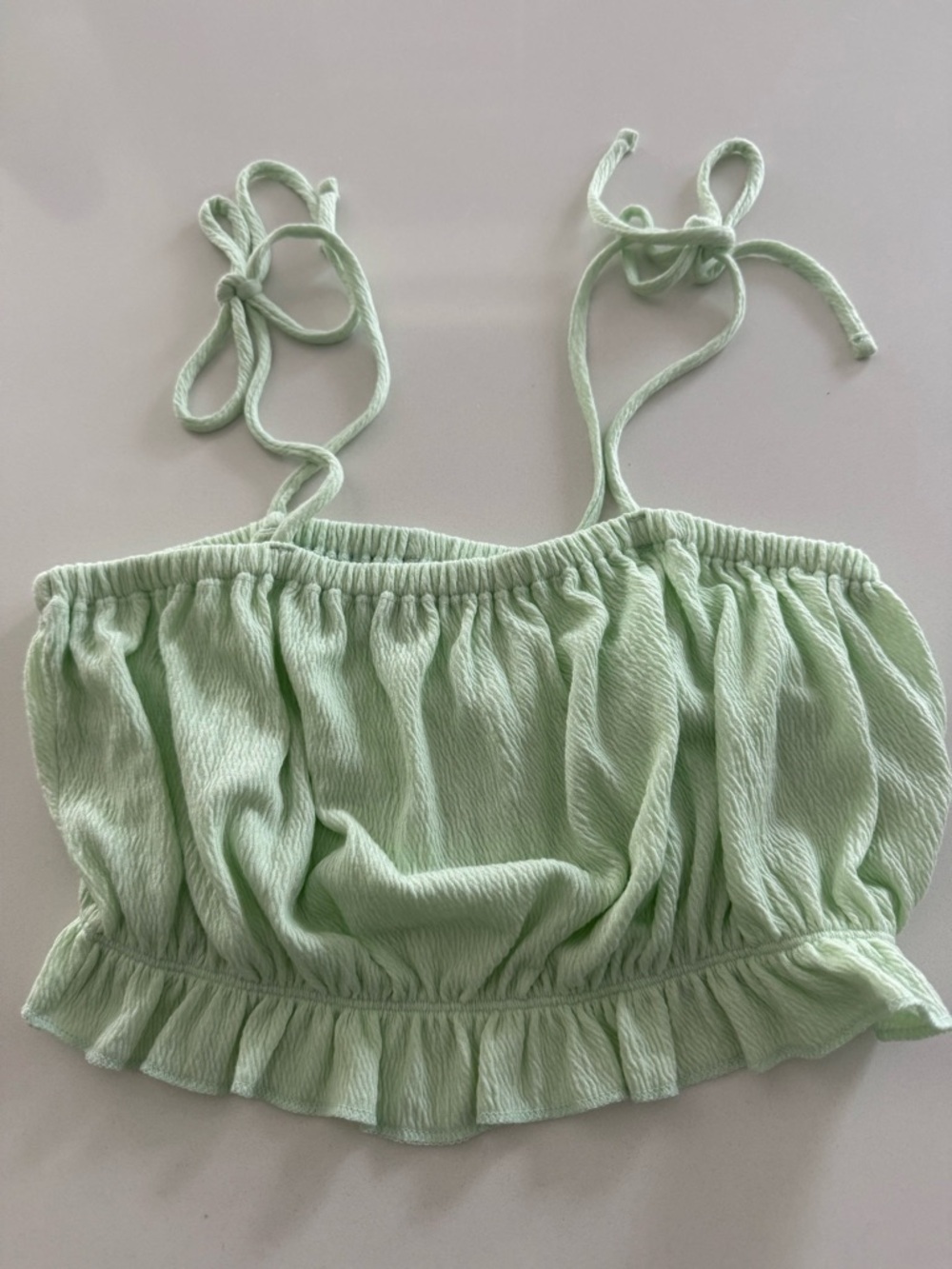 wild fable Mint Green Ruffle Tie-Shoulder Crop Top